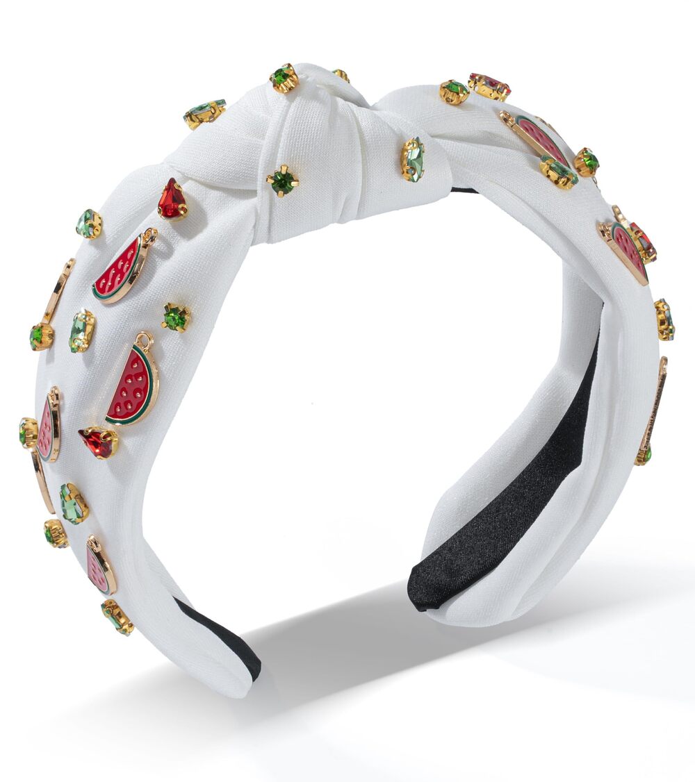 9887 Watermelon Headbands Summer Fruit Headbands Sparkly Red Green Crystal